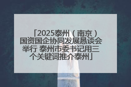 2025泰州（南京）国资国企协同发展恳谈会举行 泰州市委书记用三个关键词推介泰州
